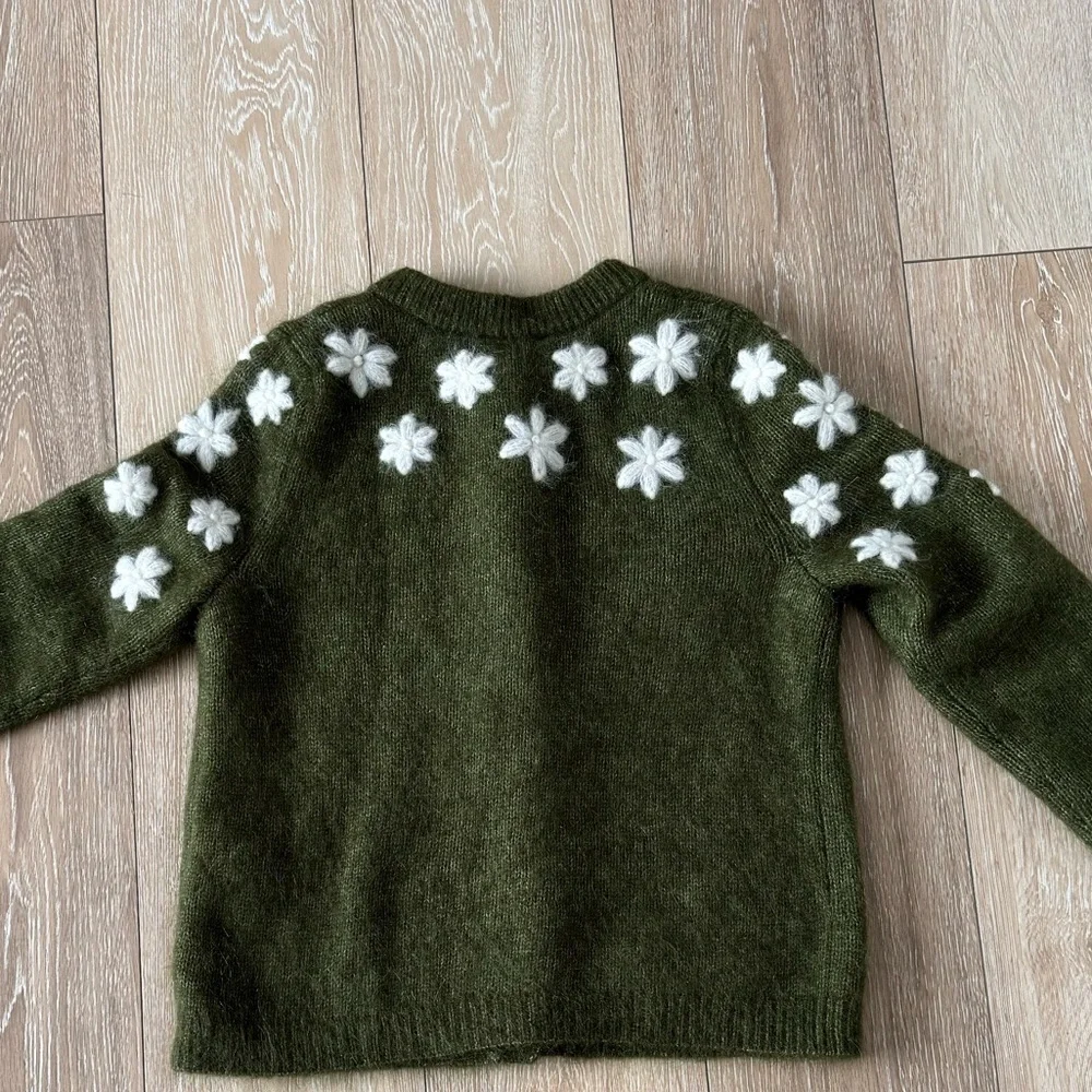Sezane Andrew Cardigan Perfect Green/ Ecru - Size S - Picture 8 of 12